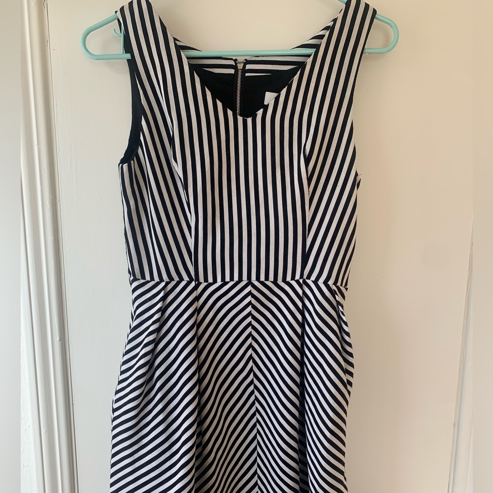 black and white stripped dress